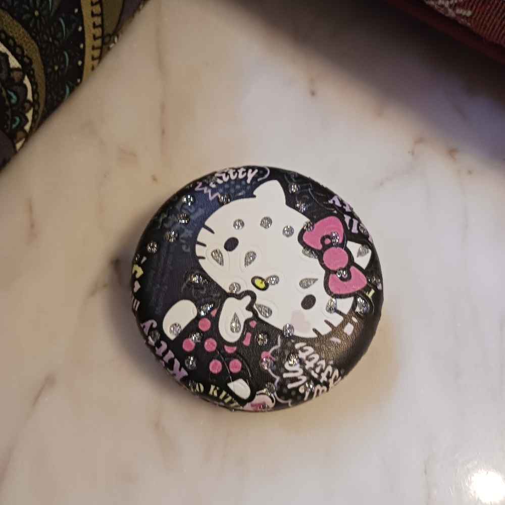 NWOT Hello Kitty Pink And White Compact Mirror, Rhinestone Studded Case